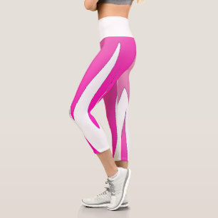 Funky Abstrakt Art Lila Pink White Capri Leggings