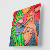 Funky Abstrakt Art Mermaid Quadratische Wanduhr (Winkel)