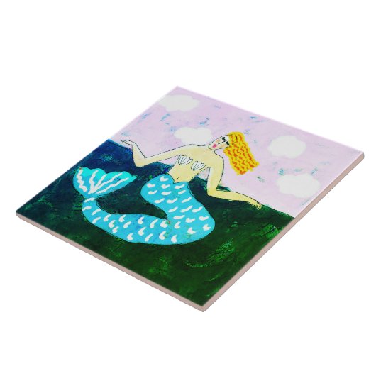 Funky Abstrakt Art Mermaid Tile Fliese (Seite)