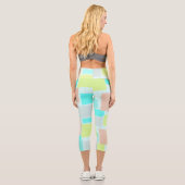 Funky Abstrakt Art Pastel Türkis Gelb Capri Leggings (Rückseite)
