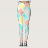 Funky Abstrakt Art Pastel Türkis Gelb Leggings (Vorderseite)