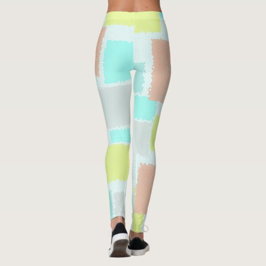 Funky Abstrakt Art Pastel Türkis Gelb Leggings (Rückseite)