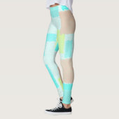 Funky Abstrakt Art Pastel Türkis Gelb Leggings (Links)