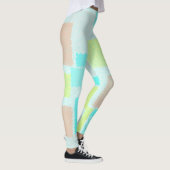 Funky Abstrakt Art Pastel Türkis Gelb Leggings (Rechts)