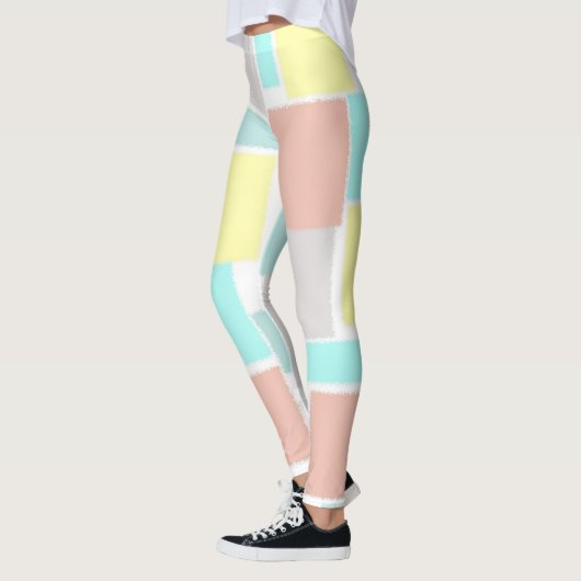 Funky Abstrakt Art Pastel Türkis Gelb Leggings (Links)