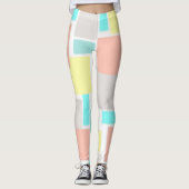 Funky Abstrakt Art Pastel Türkis Gelb Leggings (Vorderseite)