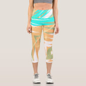 Funky Abstrakt Art Pastel Türkis Weiß Capri Leggings (Vorderseite)