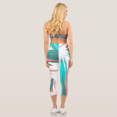 Funky Abstrakt Art Pastel Türkis Weiß Capri Leggings (Rückseite)