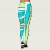 Funky Abstrakt Art Pastel Türkis Weiß Leggings (Rückseite)