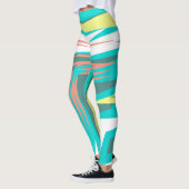 Funky Abstrakt Art Pastel Türkis Weiß Leggings (Links)
