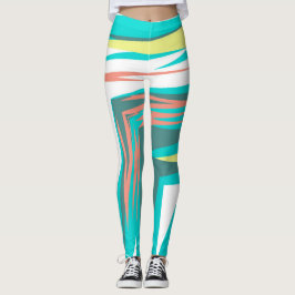 Funky Abstrakt Art Pastel Türkis Weiß Leggings