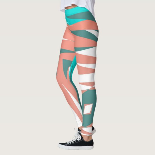 Funky Abstrakt Art Pastel Türkis Weiß Leggings (Links)