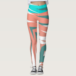 Funky Abstrakt Art Pastel Türkis Weiß Leggings