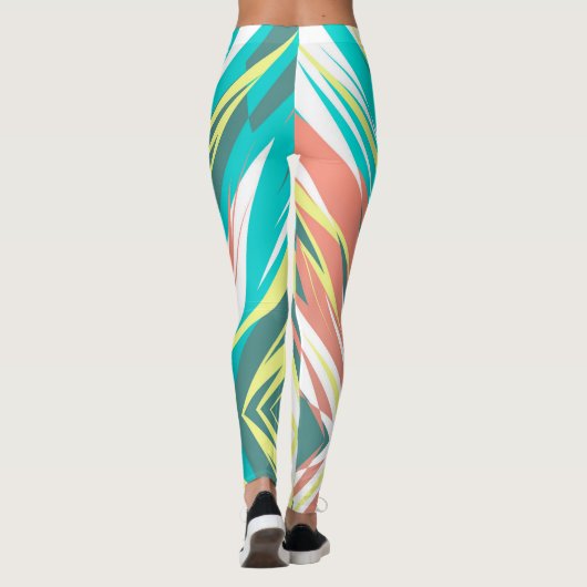 Funky Abstrakt Art Pastel Türkis Weiß Leggings (Rückseite)