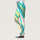 Funky Abstrakt Art Pastel Türkis Weiß Leggings (Links)
