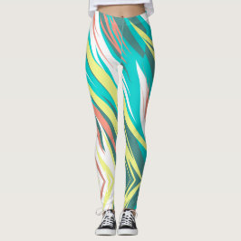 Funky Abstrakt Art Pastel Türkis Weiß Leggings
