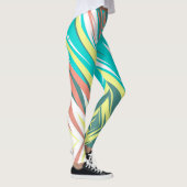 Funky Abstrakt Art Pastel Türkis Weiß Leggings (Rechts)