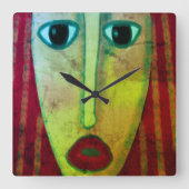 Funky Abstrakt Art Quadratische Wanduhr (Vorderseite)