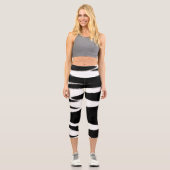 Funky Abstrakt Art Schwarz-weiß Capri Leggings (Vorderseite)