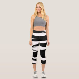Funky Abstrakt Art Schwarz-weiß Capri Leggings