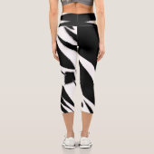 Funky Abstrakt Art Schwarz-weiß Capri Leggings (Rückseite)