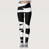 Funky Abstrakt Art Schwarz-weiß Leggings (Vorderseite)