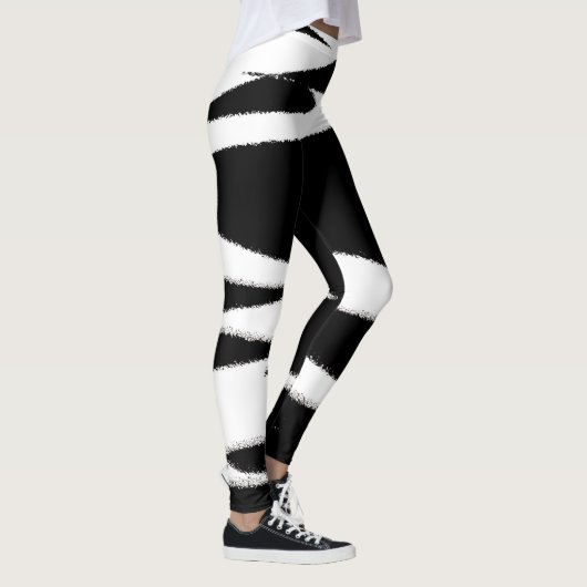 Funky Abstrakt Art Schwarz-weiß Leggings (Rechts)