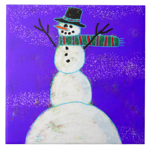 Funky Abstrakt Art Snowman Fliese