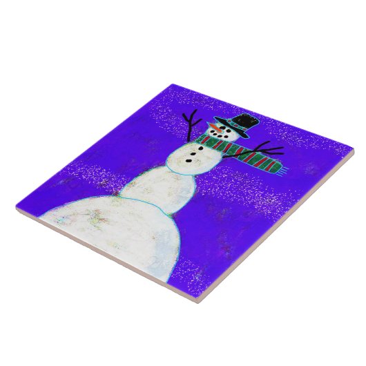 Funky Abstrakt Art Snowman Fliese (Seite)