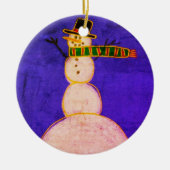 Funky Abstrakt Art Snowman Keramik Ornament (Vorne)