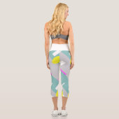 Funky Abstrakt Art Turquoise Pink Pastel Theme Cap Capri Leggings (Rückseite)