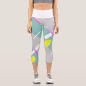 Funky Abstrakt Art Turquoise Pink Pastel Theme Cap Capri Leggings (Vorderseite)