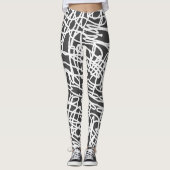 Funky Abstrakt Art White Gray Leggings (Vorderseite)