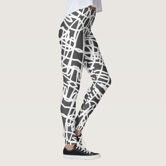 Funky Abstrakt Art White Gray Leggings (Rechts)