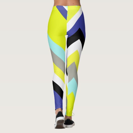 Funky Abstrakt Art Yellow Blue Pastel Thema Leggings (Rückseite)