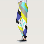 Funky Abstrakt Art Yellow Blue Pastel Thema Leggings (Links)