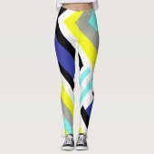 Funky Abstrakt Art Yellow Blue Pastel Thema Leggings (Vorderseite)