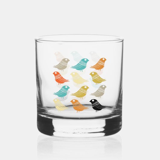 Funky Abstrakt Birds Mid Century Danish Modern Whiskyglas (Rückseite)