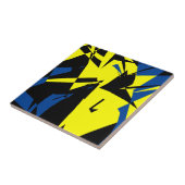 Funky Abstrakt Black Yellow Blue Fliese (Seite)