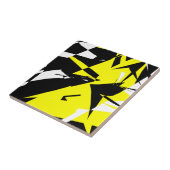 Funky Abstrakt Black Yellow White Fliese (Seite)