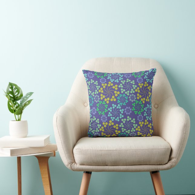 Funky Abstrakt Blue Floral Pattern Kissen (Stuhl )