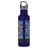 Funky Abstrakt Blue Floral Pattern Personalisiert Edelstahlflasche (Rückseite)