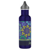 Funky Abstrakt Blue Floral Pattern Personalisiert Edelstahlflasche (Links)