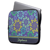 Funky Abstrakt Blue Floral Pattern Personalisiert Laptopschutzhülle (Vorderseite Links)