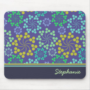 Funky Abstrakt Blue Floral Pattern Personalisiert Mousepad