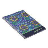 Funky Abstrakt Blue Floral Pattern Personalisiert Notizblock (Rechte Seite)