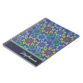 Funky Abstrakt Blue Floral Pattern Personalisiert Notizblock (Linke Seite)