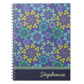 Funky Abstrakt Blue Floral Pattern Personalisiert Notizblock (Vorderseite)