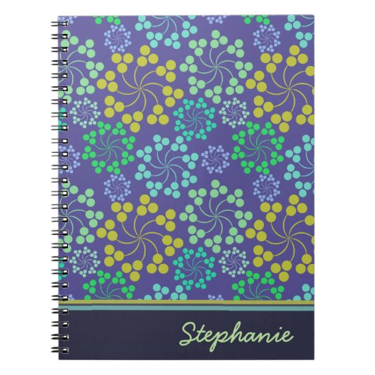 Funky Abstrakt Blue Floral Pattern Personalisiert Notizblock (Vorderseite)