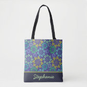 Funky Abstrakt Blue Floral Pattern Personalisiert Tasche (Vorderseite)